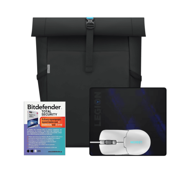 SmartPack: Notebook Gaming (IdeaPad Gaming Backpack+Mouse Lenovo Legion M300s RGB+Legion MousePad+BitDefender)